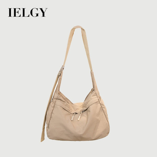 Ielgy Korean Version Large-Capacity Commuter Casual One-Shoulder Nylon Tote Bag Waterproof Sports Style Messenger Bag