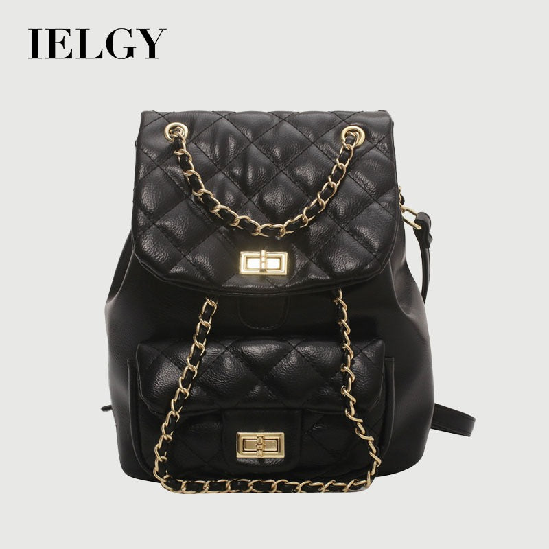 IELGY Large Capacity Backpack Trend Ins Texture Ladies Backpack