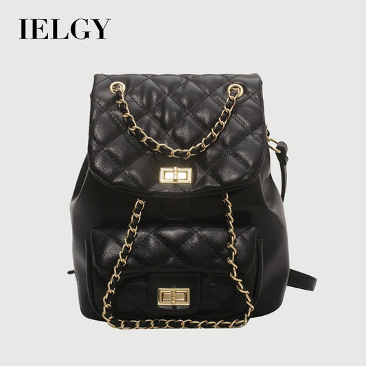 IELGY Large Capacity Backpack Trend Ins Texture Ladies Backpack