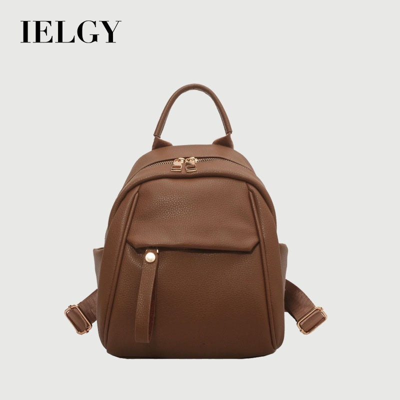 IELGY Soft Leather Ladies Backpack Fashion Art Travel Small Backpack
