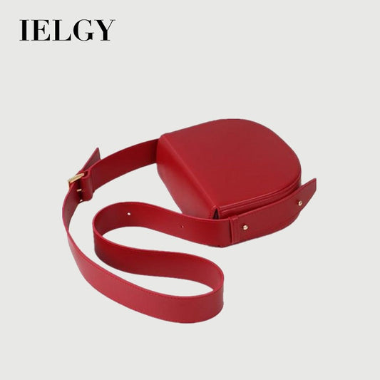 IELGY women's niche design wide shoulder strap half round saddle messenger bag