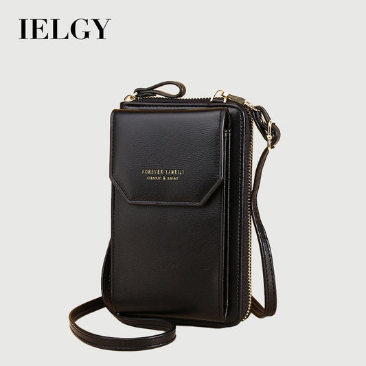 IELGY Ladies PU Leather Long Phone Bag Fashion Korean Multifunctional Student Messenger Bag