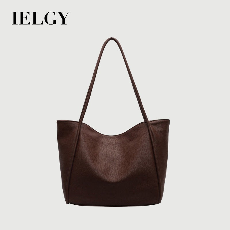 Ielgy Retro All-Match High-End Sense Shoulder Bag Large Capacity Fashion Class Commuter Tote Bag