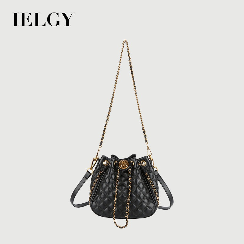 Ielgy Large Capacity Fashionable Diamond Chain Bag Shoulder Bucket Bag