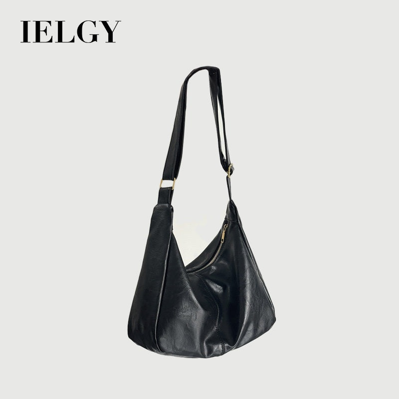Ielgy Retro Tote Bag Preppy Style All-Match Large-Capacity One-Shoulder Commuter Messenger Bag