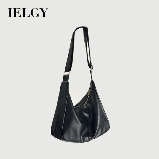 Ielgy Retro Tote Bag Preppy Style All-Match Large-Capacity One-Shoulder Commuter Messenger Bag