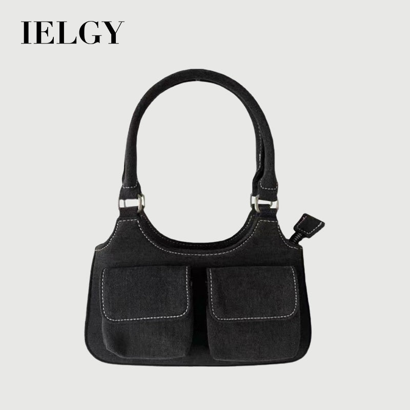 Ielgy Ladies Retro Denim Blue Shoulder Underarm Bag Portable