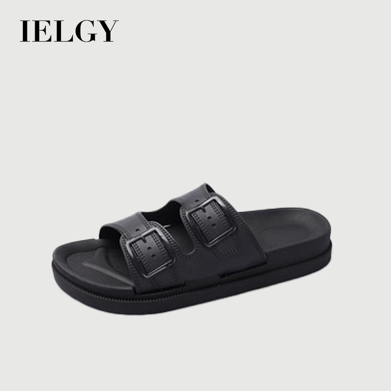 IELGY cute slippers female Korean style one-word sandals and slippers home soft sandals and slippers