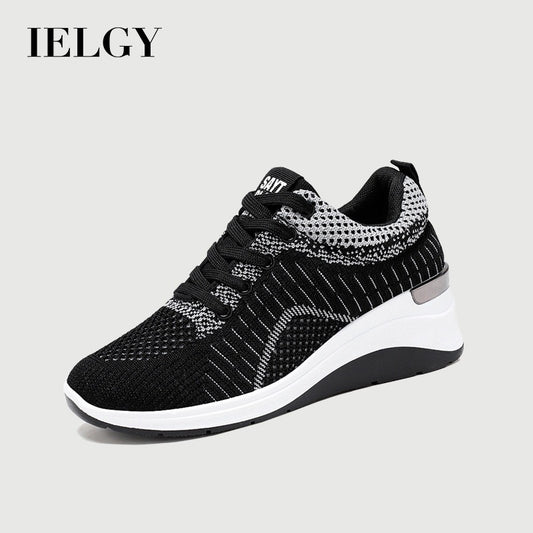 IELGY wedge heel lace casual platform lightweight running sneakers women