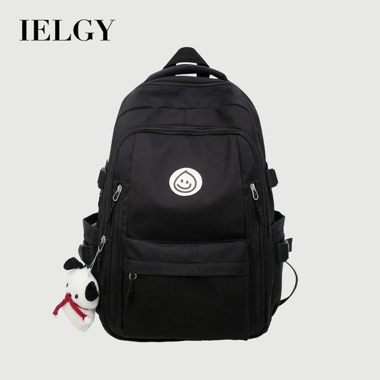 Ielgy Female College Student Large-Capacity Backpack Korean Version Simple Preppy Style Middle School Student Backpack (without Pendant