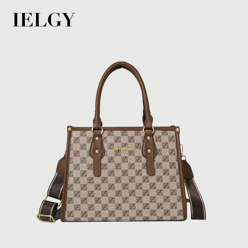 Ielgy Ladies Printed Shoulder Handbag All-Match Large-Capacity Retro Casual Bag