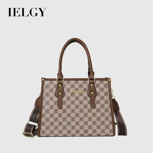 Ielgy Ladies Printed Shoulder Handbag All-Match Large-Capacity Retro Casual Bag