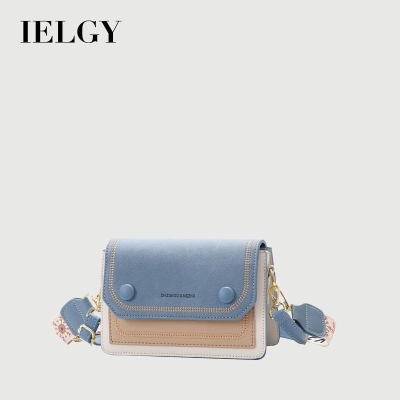 Ielgy Ladies Wide Shoulder Strap Fashion Female Bag Texture Small Square Bag