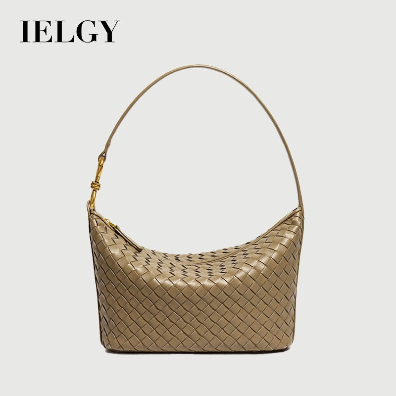 Ielgy Niche Trendy Underarm Hand-Woven Bag Fashion One-Shoulder Messenger Bag Casual Simple Portable Lunch Box Bag