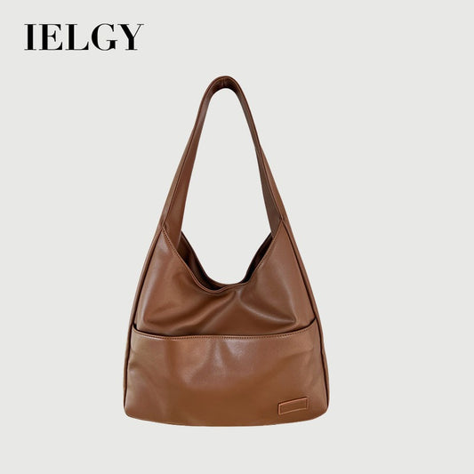 Ladies Brown Large-Capacity Bag Retro Casual Commuter Student Class One-Shoulder Tote Bag