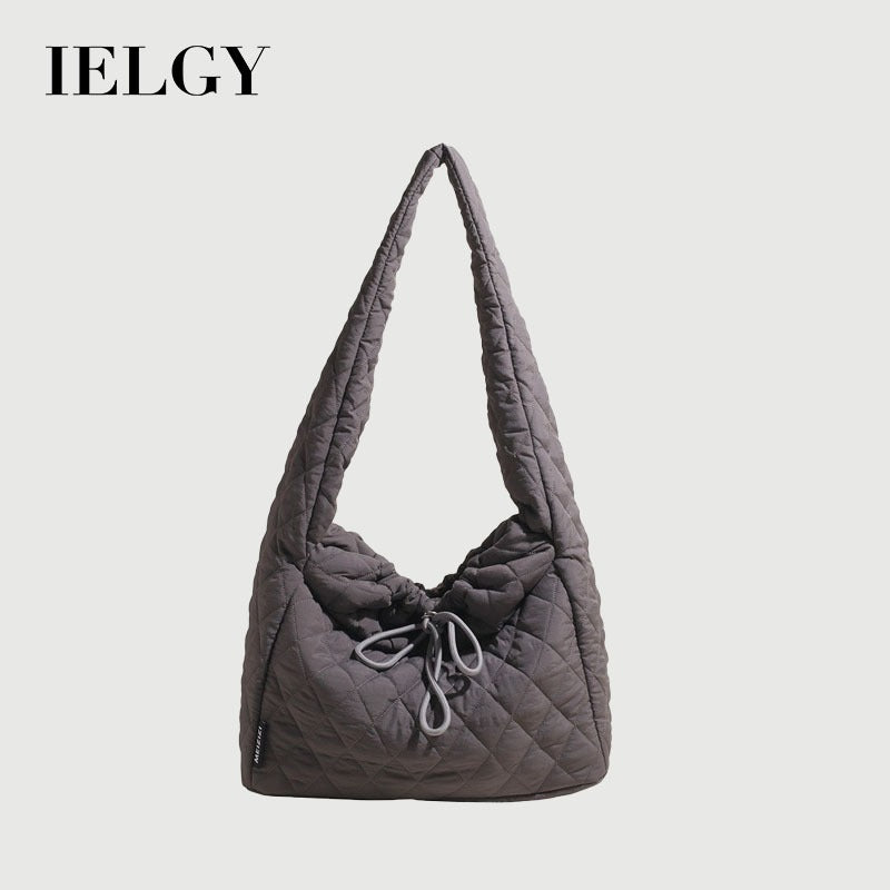 Ielgy Autumn Winter Large-Capacity Commuter Niche Cross-Body Tote Bag Ladies Canvas One-Shoulder Cotton