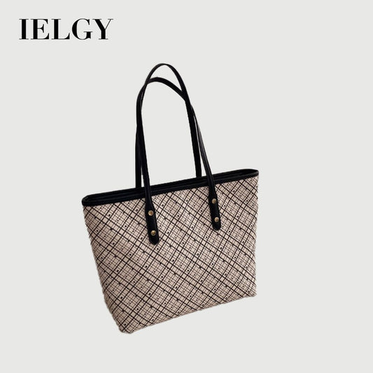 Ielgy Retro All-Match Commuter Large-Capacity Tote Bag Shoulder Handbag