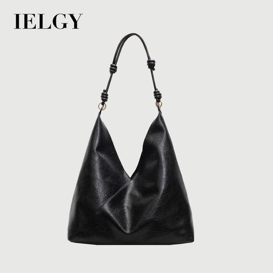 Ielgy Retro Large-Capacity Shoulder Tote Bag High-End Fashion Casual Commuter Messenger Bag