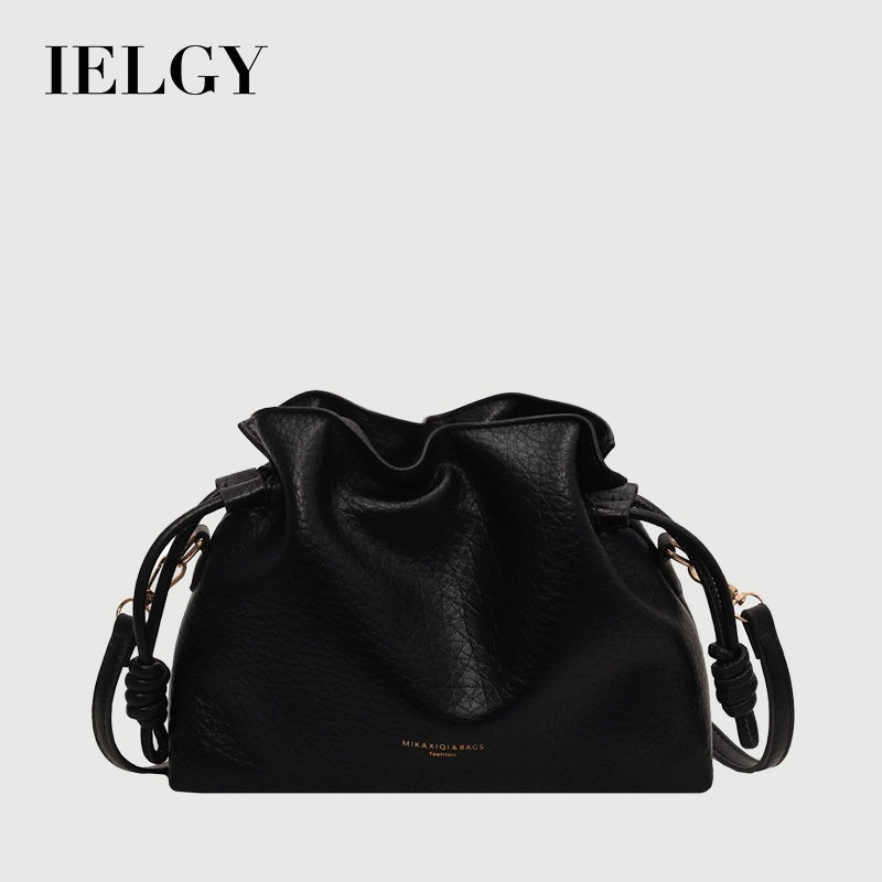 Ielgy Ladies Retro Fashion Pleated Cloud Bag Niche Texture Cross-body Bucket Bag