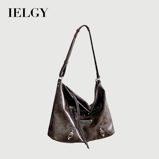 Ielgy Female Bag Autumn Winter Retro Merad Large-Capacity One-Shoulder Messenger