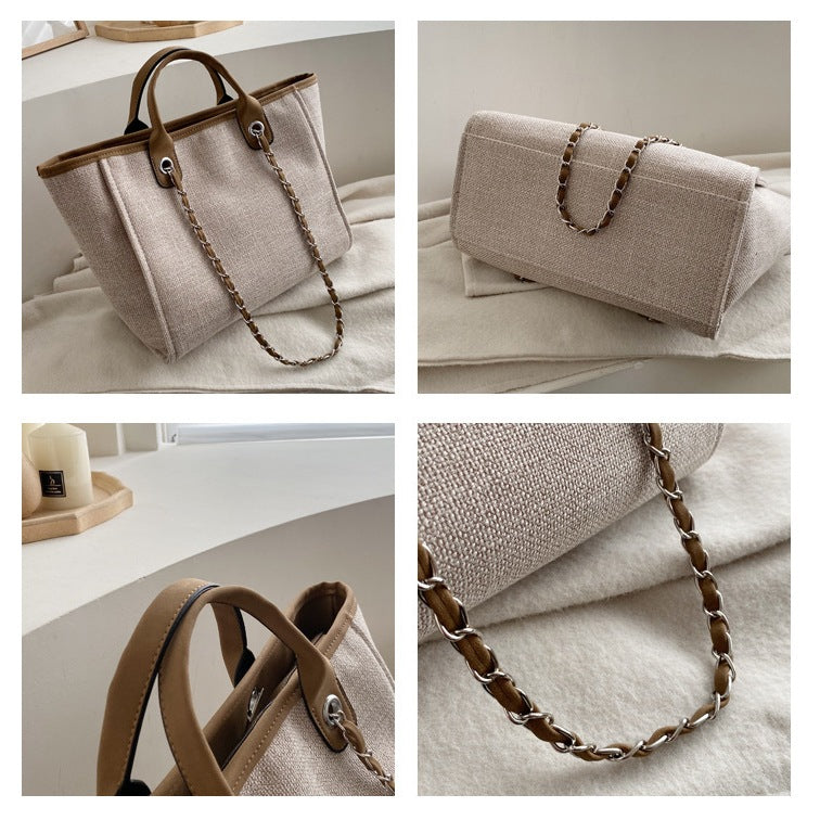 IELGY Women's Korean Style Professional Commuter Large Capacity Canvas Handbag