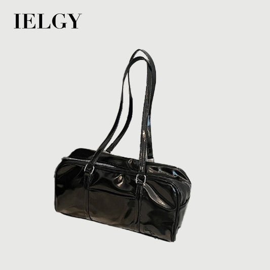 Ielgy Black Shoulder Bag Summer Texture Fashion Commuter Handbag
