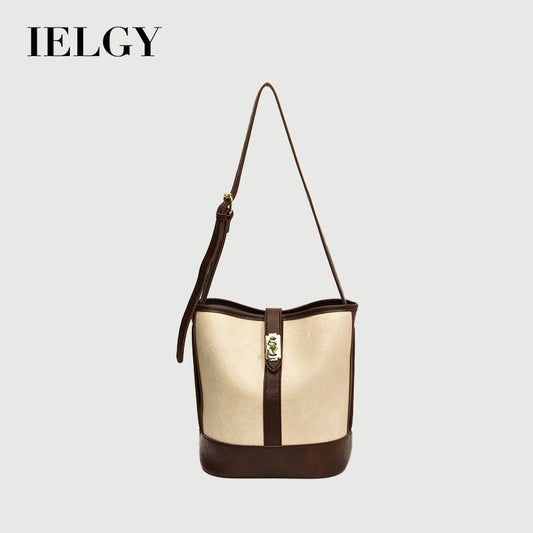 Ielgy Retro Trendy Underarm Bag Fashionable All-Match Bucket Bag Texture Casual Shoulder Bag