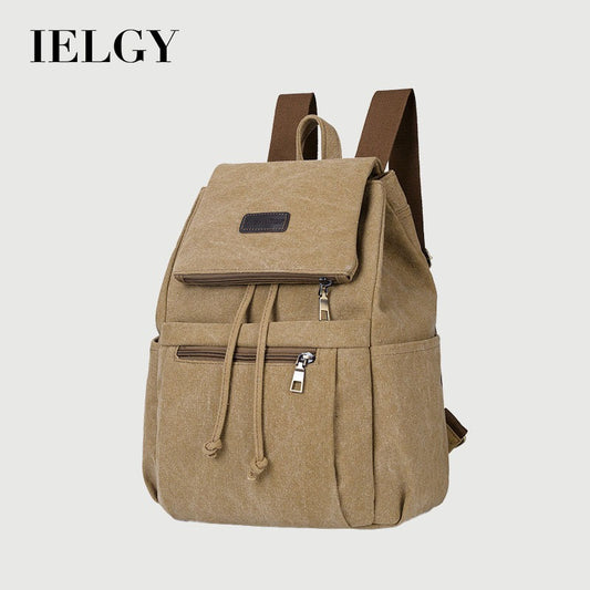 Ielgy Canvas Bag Korean Version Trendy Ladies Canvas Backpack Fashion Student School Bag Retro Backpack