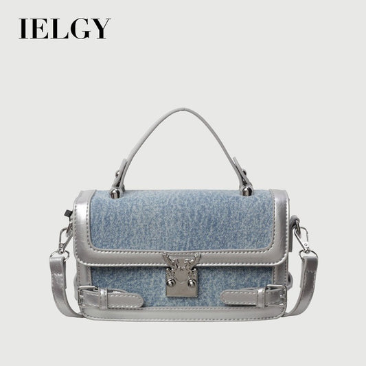 Ielgy Fashion Portable Small Square Bag Contrast Color Simple All-Match One-Shoulder Niche Trendy Cross-Body Bag