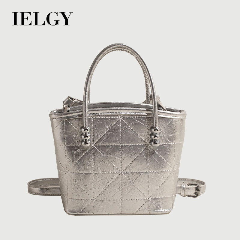 Ielgy Fashion Diamond Bucket Bag All-Match Niche Shoulder Messenger Bag