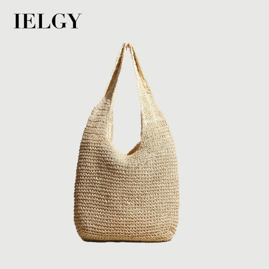 Ielgy Vegetable Basket Rattan Bag Hand-Woven One-Shoulder Handbag