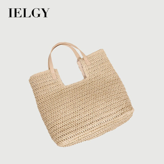 Ielgy Simple Large-Capacity Portable Woven Seaside Vacation Beach Female Bag