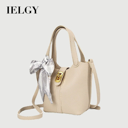 Ielgy Fashion Silk Scarf Portable Bucket Bag Texture All-Match One-Shoulder Cross @-