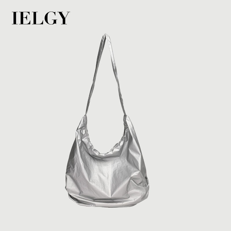 Ielgy Japanese Casual Retro One-Shoulder Fashionable Pleated Nylon Cloth Large-Capacity Cross-