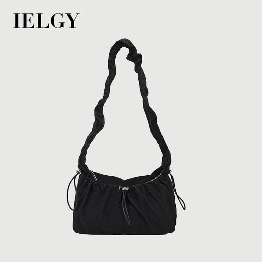 Ielgy Korean Version Fashionable Pleated Underarm Cloud Bag Classy One-Shoulder Nylon Commuter All-Match