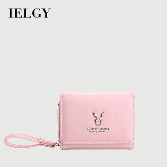 Ielgy Ladies Wallet PU Short Mini Zipper Female Wallet Cartoon 30% Off Buckle Card Holder