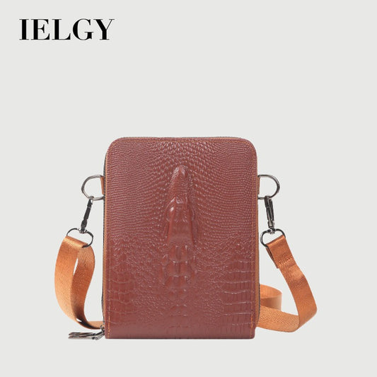Ielgy Eryu Head Unique Men's Cross-body Crocodile Pattern One-shoulder Mobile Phone Bag