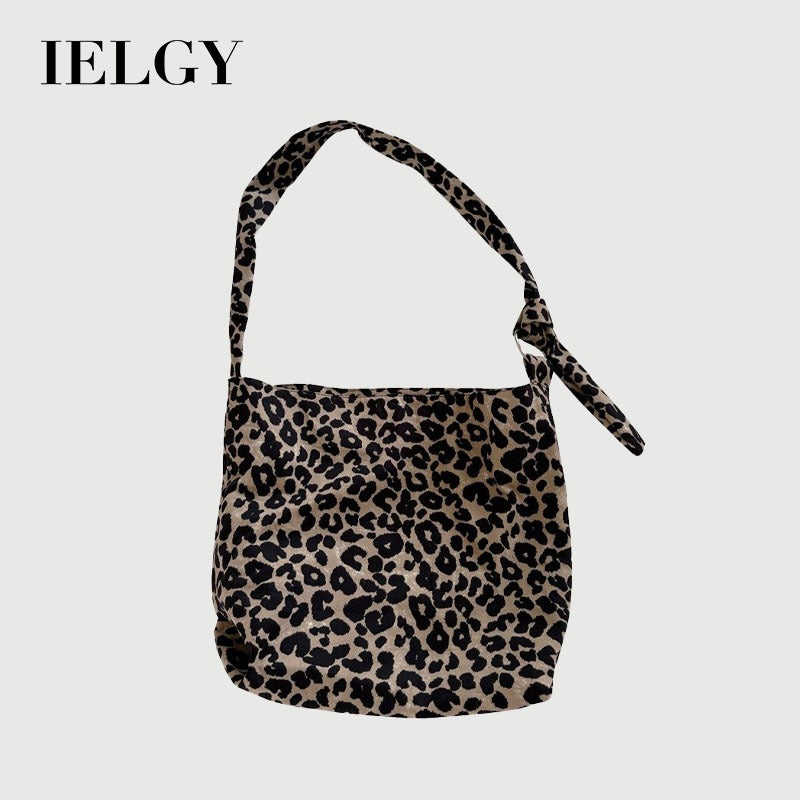 IELGY Lazy Leopard Print One-Shoulder Cross-Body Large-Capacity Tote Bag