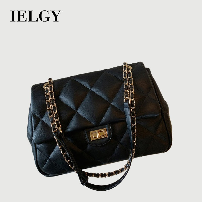 Ielgy Diamond Chain Bag Large Capacity Commuter Shoulder Messenger Bag