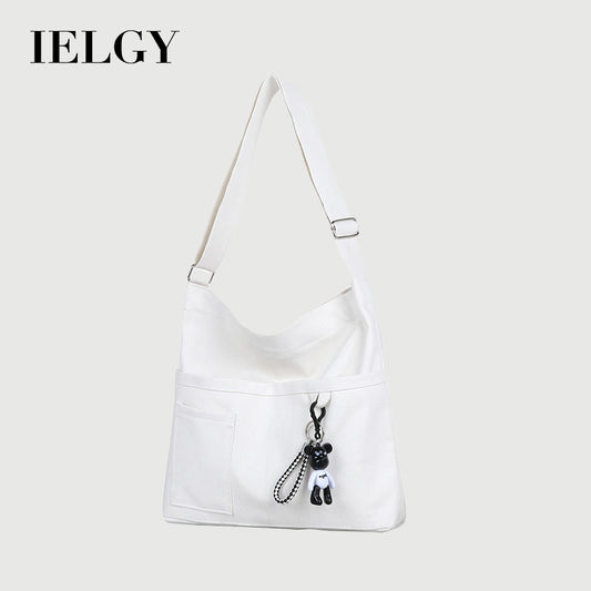 IELGY Canvas bag female crossbody Korean version of wild large-capacity school bag shoulder bag Literature and art backpack