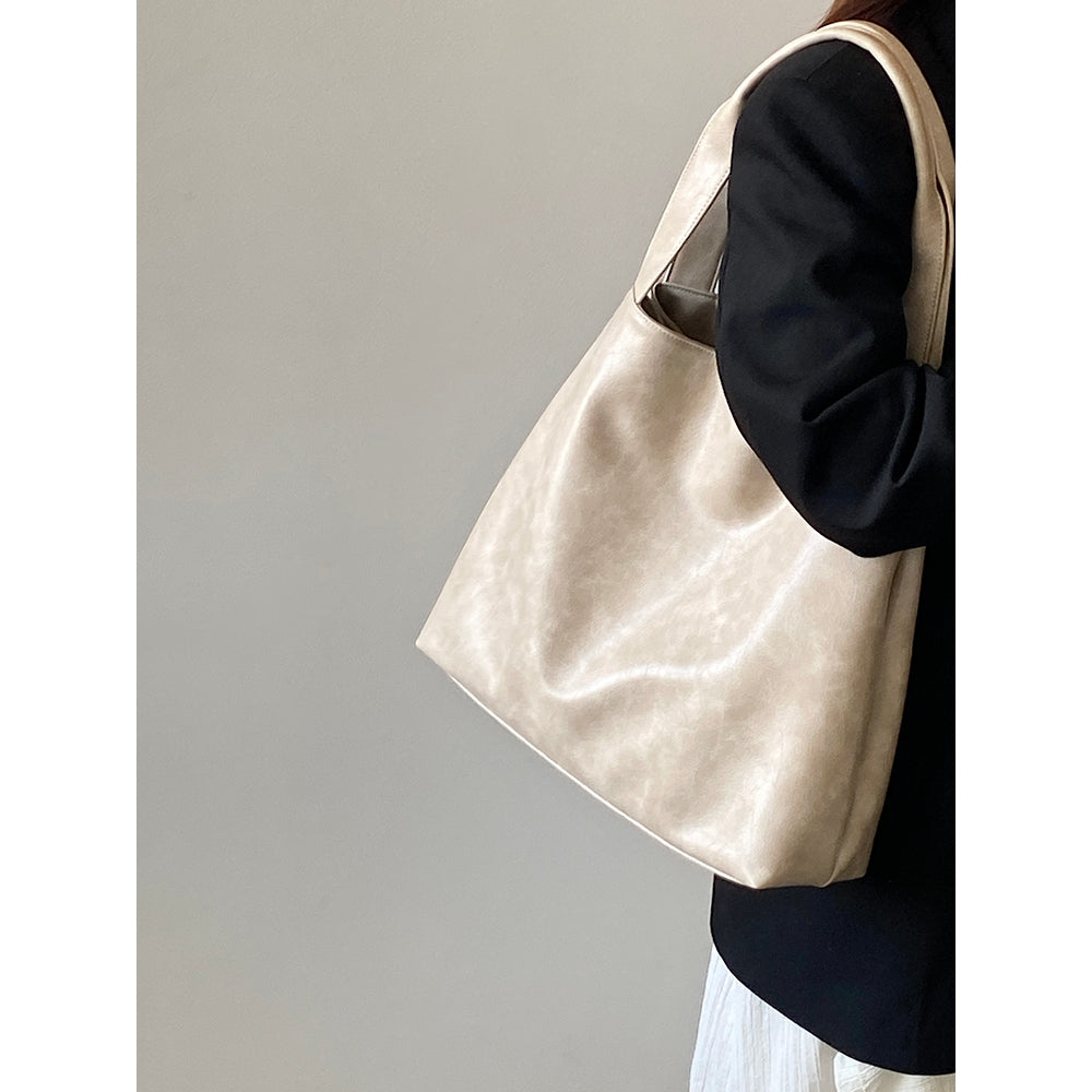Ielgy Korean Style Silver Commuter Large Capacity Casual Tote Bag Shoulder