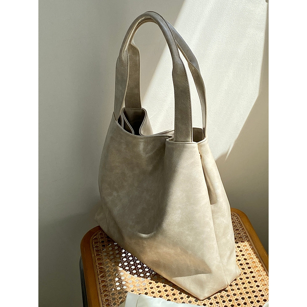 Ielgy Korean Style Silver Commuter Large Capacity Casual Tote Bag Shoulder