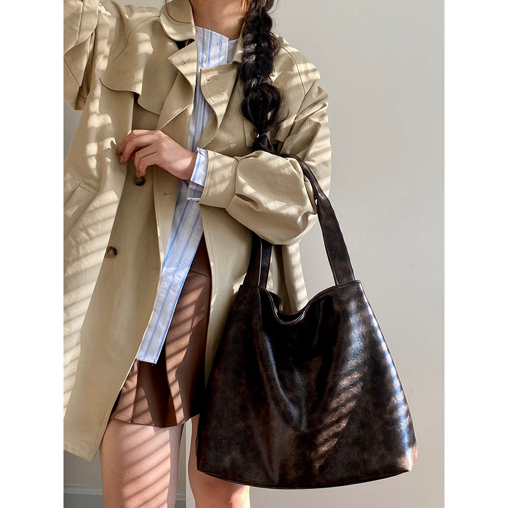 Ielgy Korean Style Silver Commuter Large Capacity Casual Tote Bag Shoulder