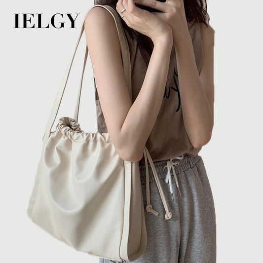 Ielgy Ladies Large Capacity Women Casual Cream White Bucket Bag Shoulder Tote Bag