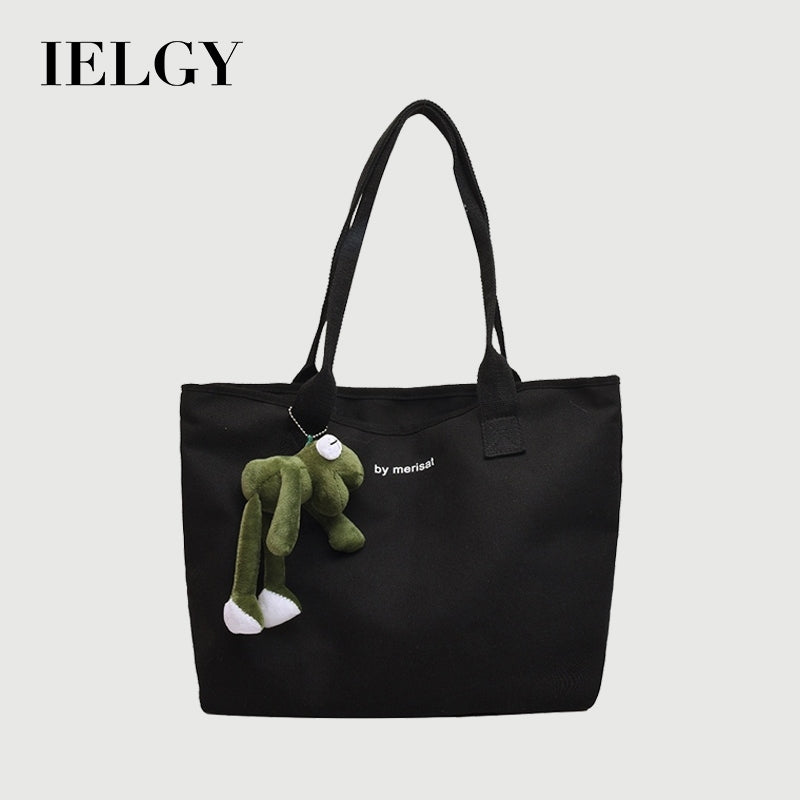 Ielgy large capacity canvas bag women 2020 new Korean version spring and summer Canvas Tote Bag portable simple one shoulder bag trend
