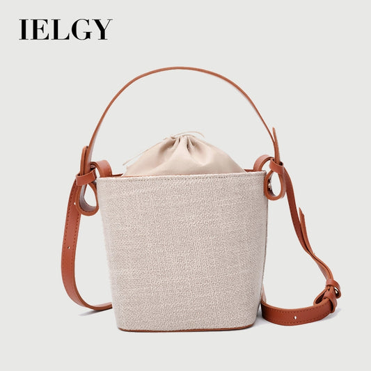IELGY canvas  stitching bucket bag with handbag Fashion