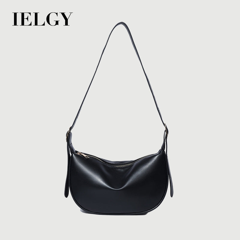 Ielgy Ladies Large-Capacity Black Dumpling Bag Fashion Large-Capacity One-Shoul
