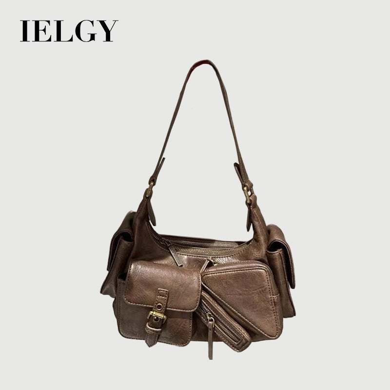 Ielgy American Retro Motorcycle Style One-Shoulder Underarm Bag Niche Design Sweet Cool Portable Messenger