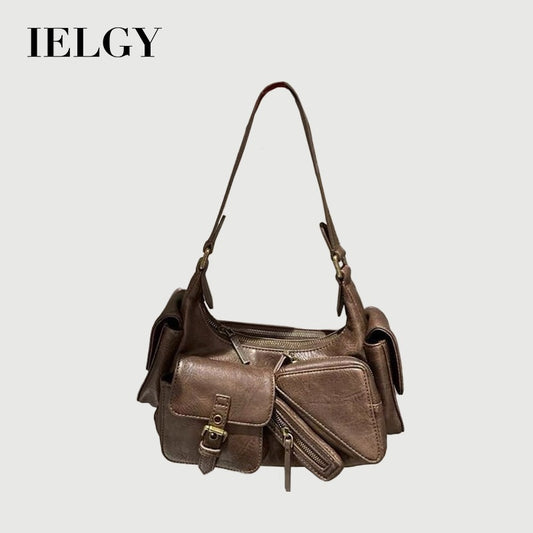 Ielgy American Retro Motorcycle Style One-Shoulder Underarm Bag Niche Design Sweet Cool Portable Messenger