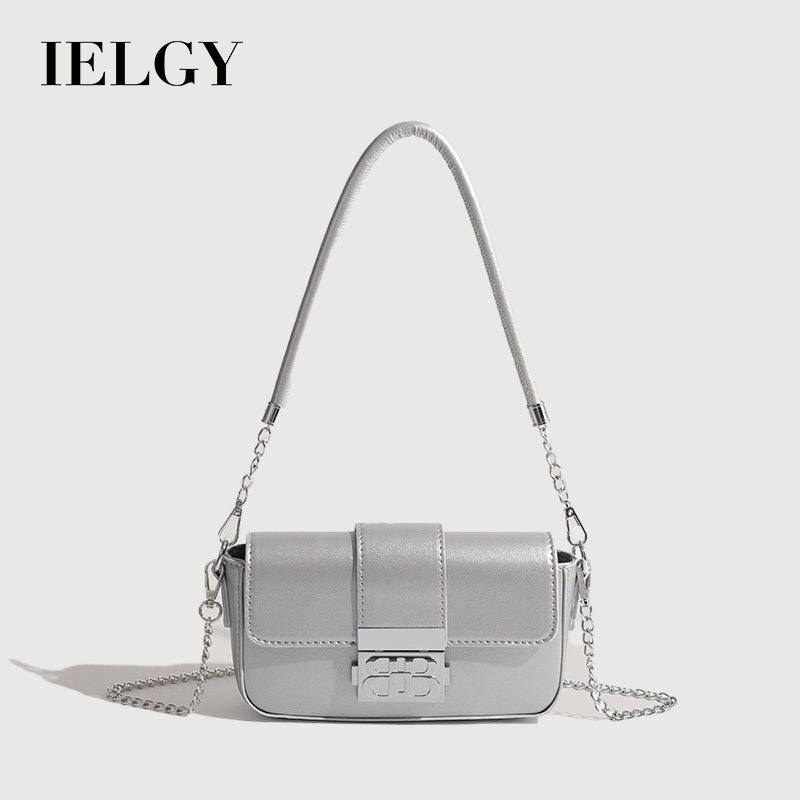 Ielgy Niche Trendy Metallic Silver Underarm Female Bag